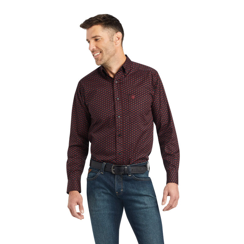 Camisas Ariat Kayne Stretch Fitted Rojas Oscuro Hombre - Chile 187-GEVBJC